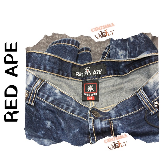 NWOT ~ Men’s RED APE Size 42 Distressed & Fashion Torn w/Camo Lining Shorts. - Picture 2 of 6